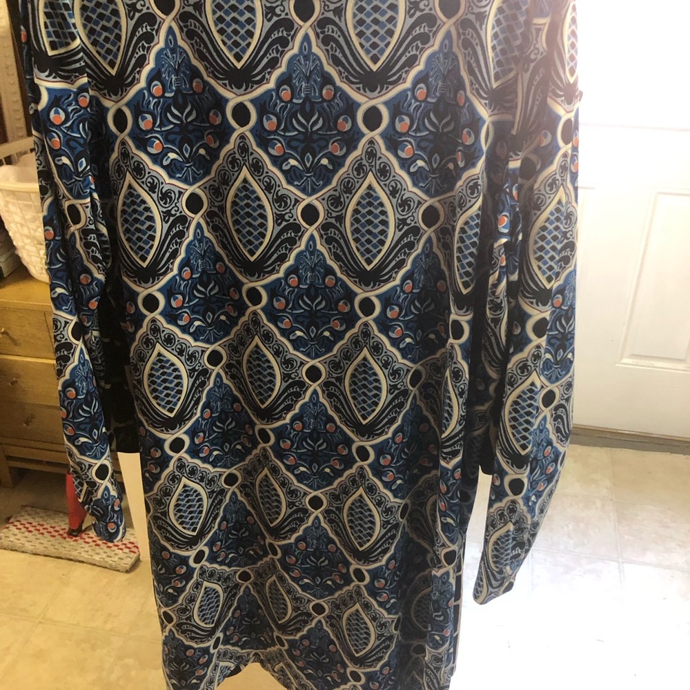 LOFT Blue and White Floral Dress